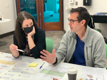 Consumer advisory group member Bruce Aisthorpe working with Dr Sarah Wallace in the lead up to Phase 2.