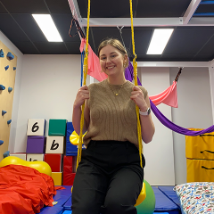 Allison Hewitt in an occupational therapy gymnasium