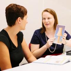 speech pathologist and patient