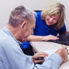 speech pathologist and patient